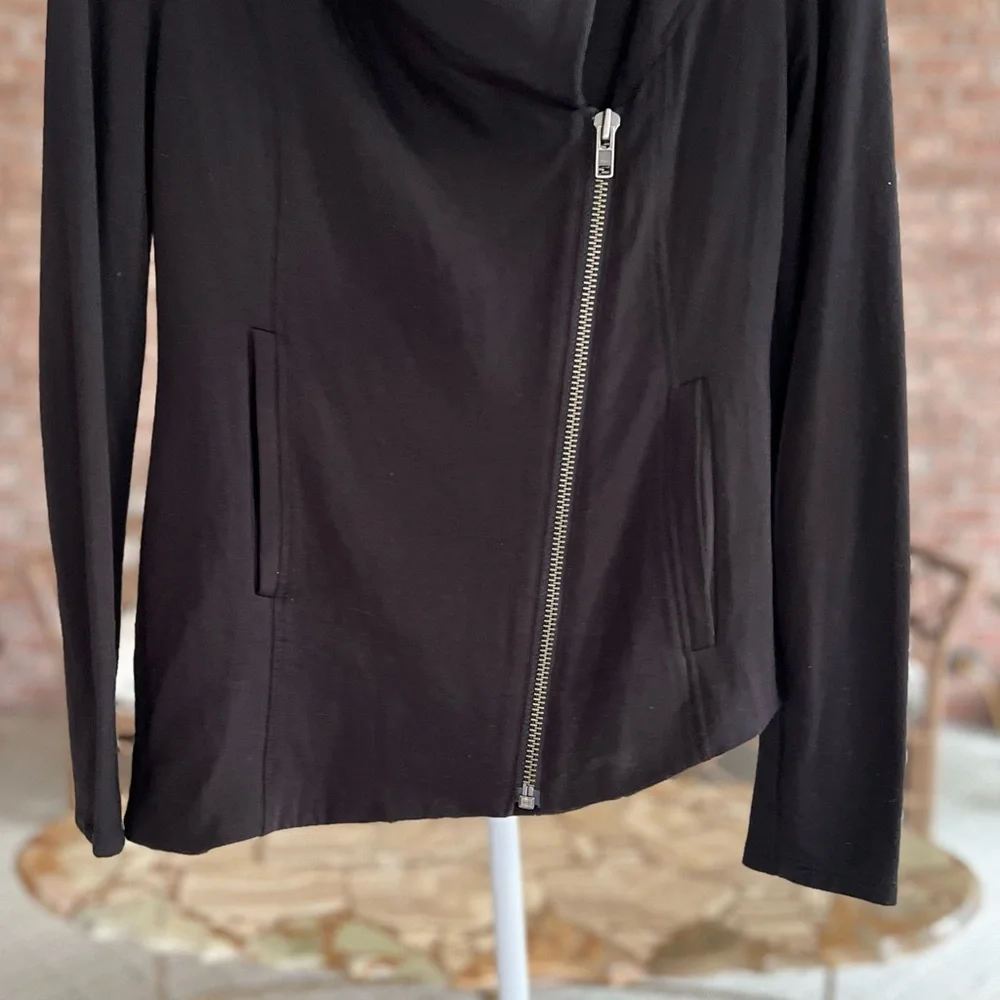 Helmut Lang Villous Black Moto Jacket Knit Asymmetrical Hem XS Gorpcore